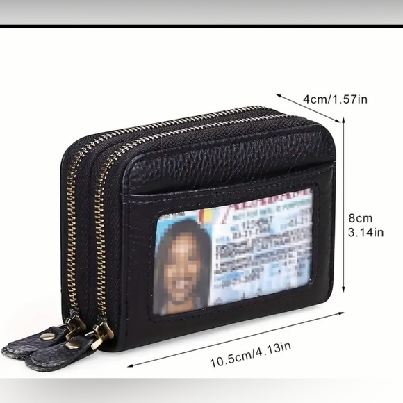 NWOT Ciephia Women’s Black RFID Leather Wallet Credit Card Slips Two Zip Closure - Picture 6 of 12